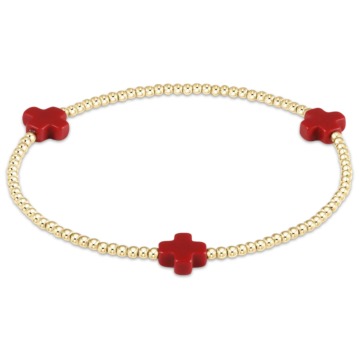 Signature Cross 2mm Red Gold Bracelet