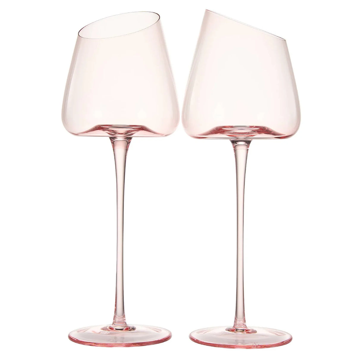 Pink Slanted Wine Glass Set of 2