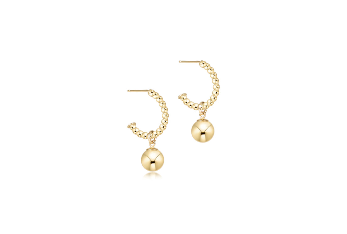 Beaded Classic 1" Post Hoop w/ Classic Gold 8mm Charm