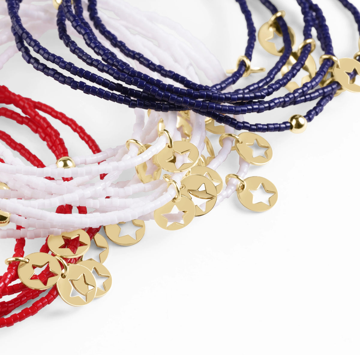 Hope Classic Bracelet - White with Small Gold Star Disc