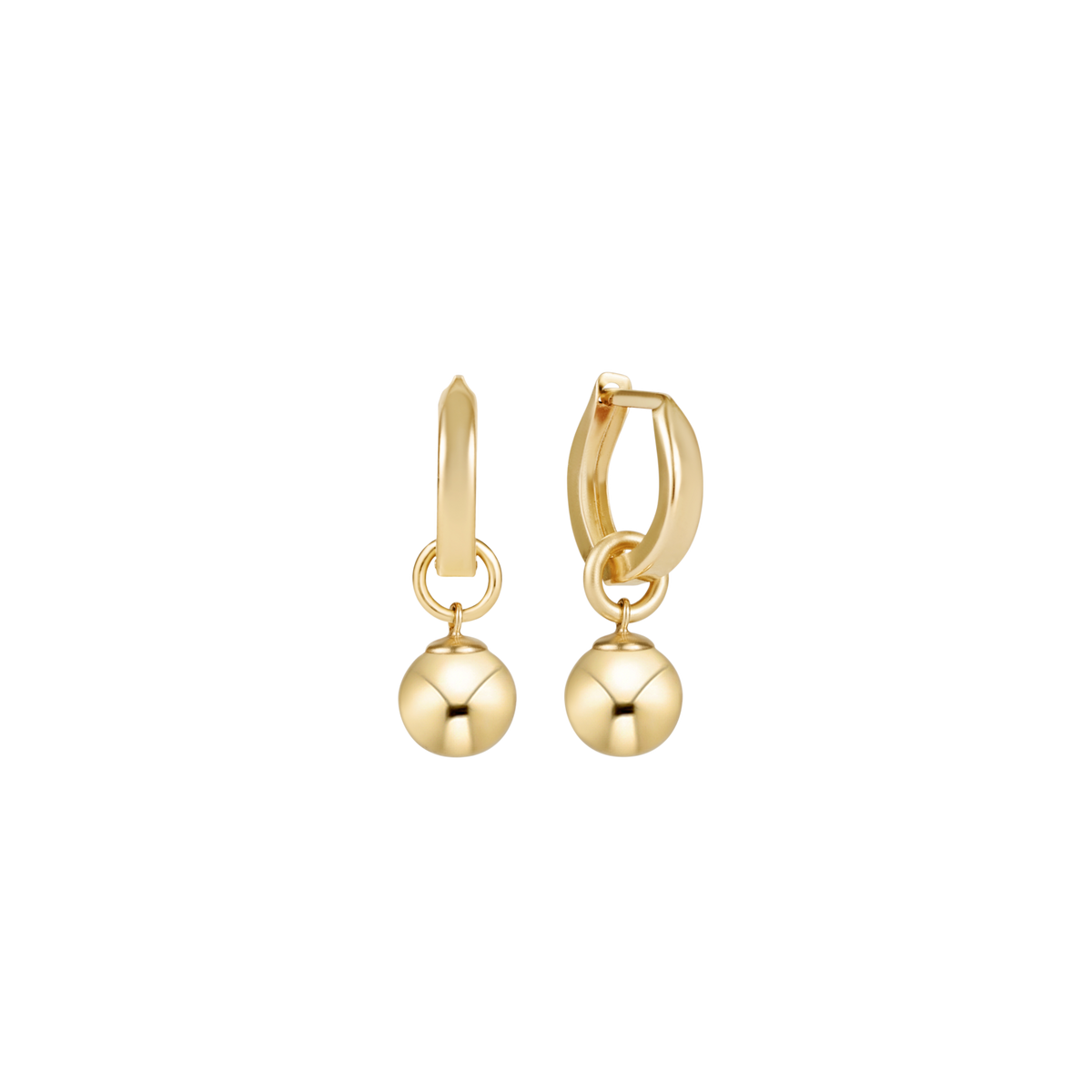 Huggie Gold 0.5" Hoop with 8mm Gold Charm