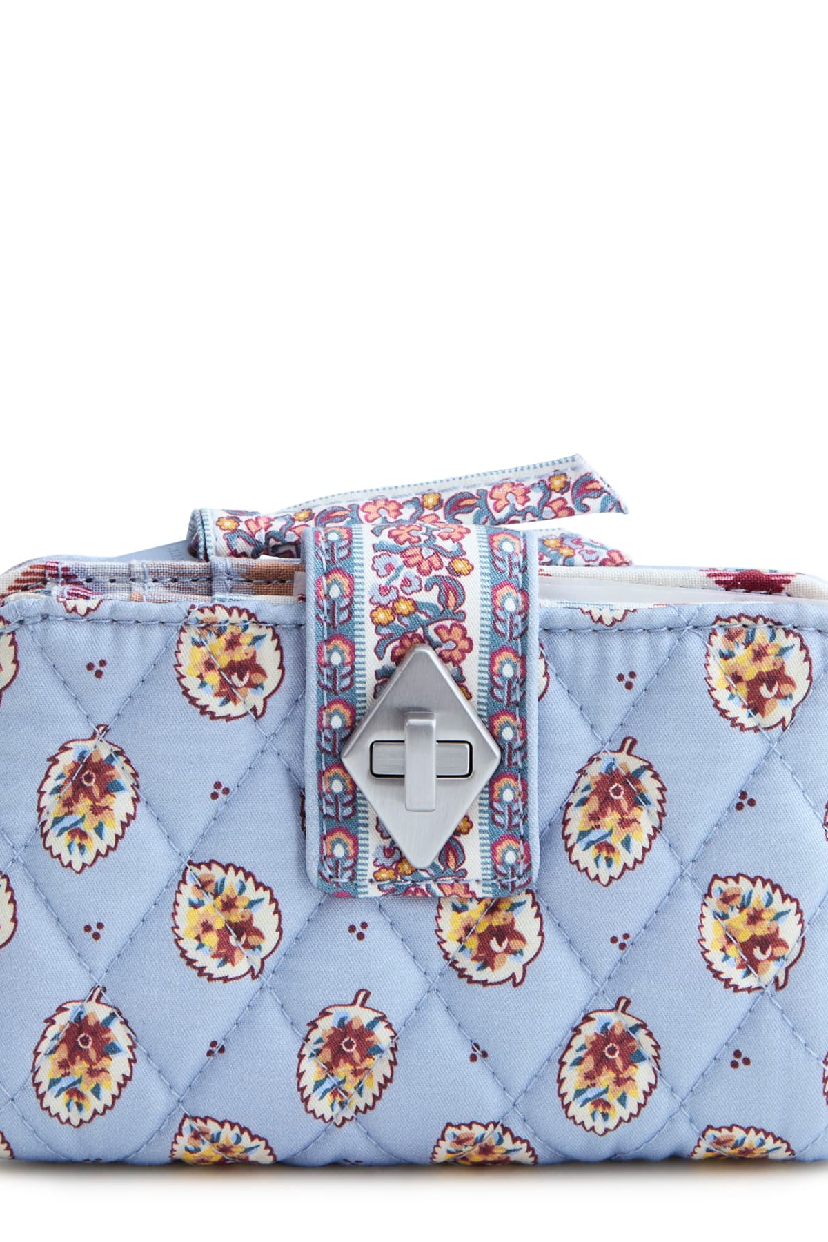 Small Turnlock Wallet Blue Leaf