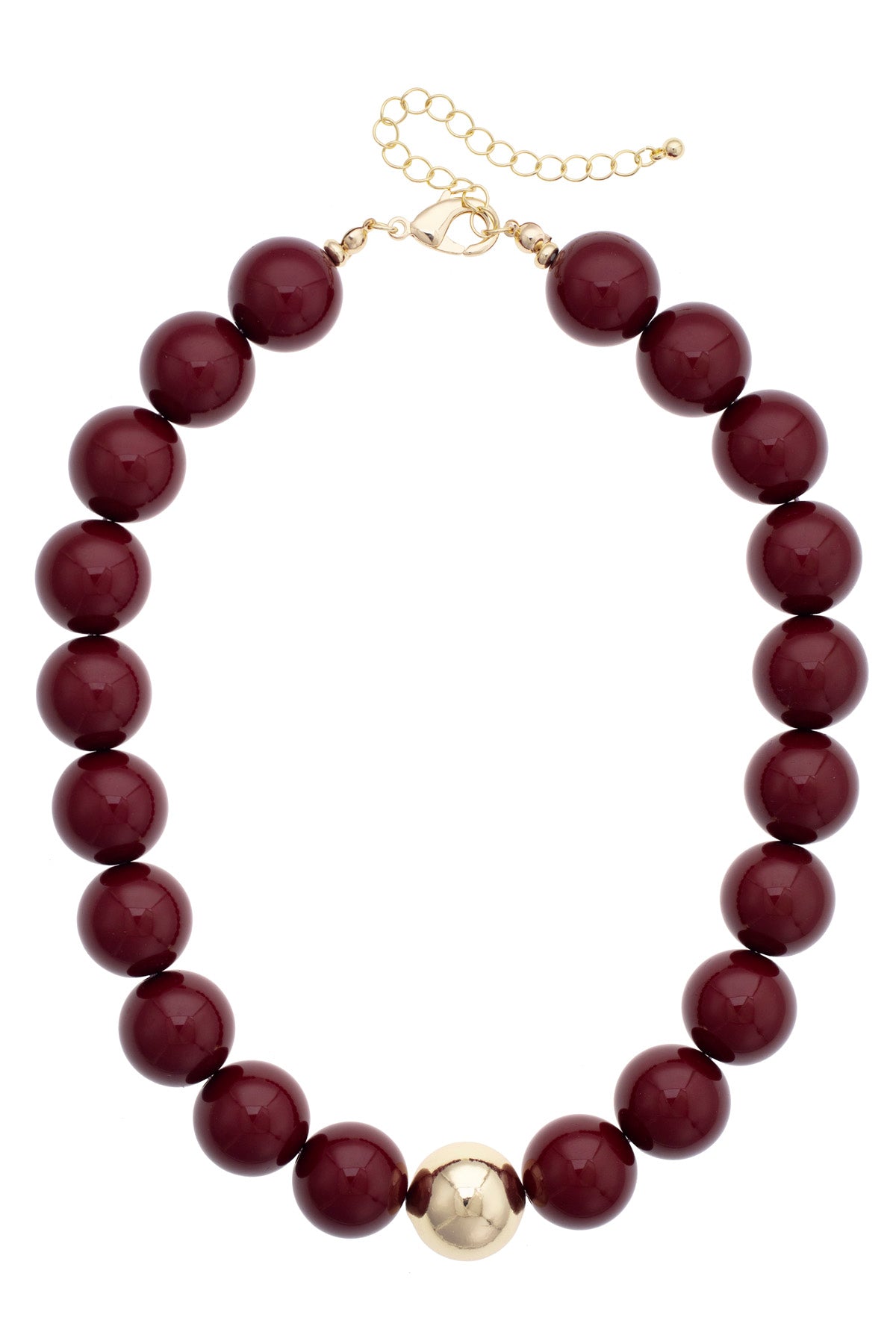 Marjorie Beaded Gumball Necklace - Maroon