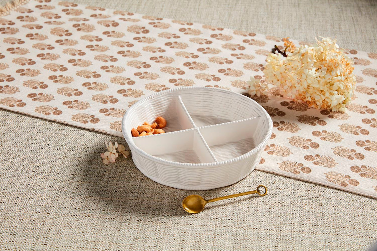 Woven Ceramic Divided Tidbit Tray