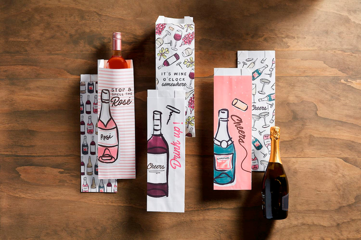 Champagne Paper Wine Bag Set