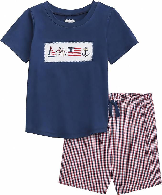 Navy Patriotic Short Set