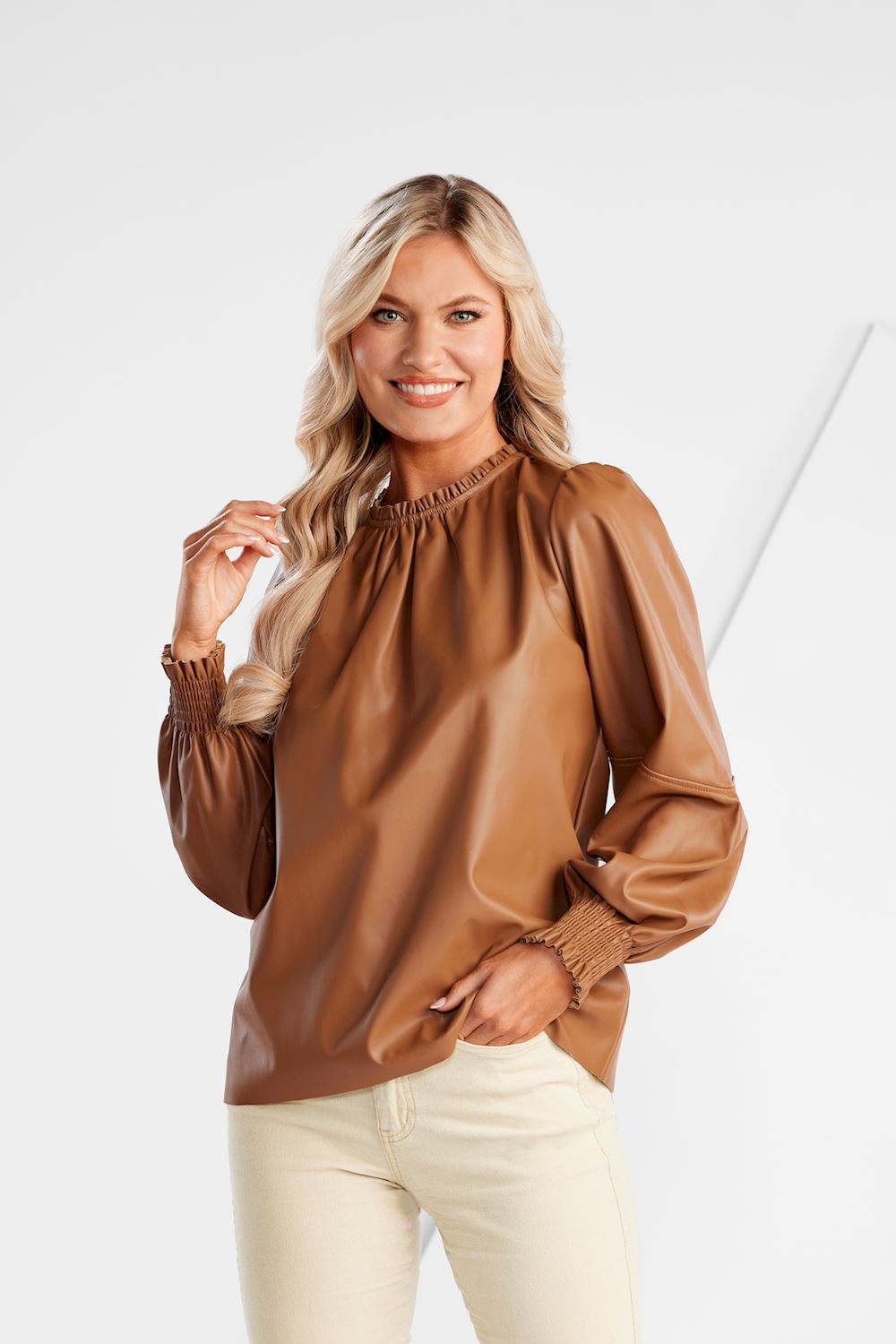 Tan Putnam Leather Top