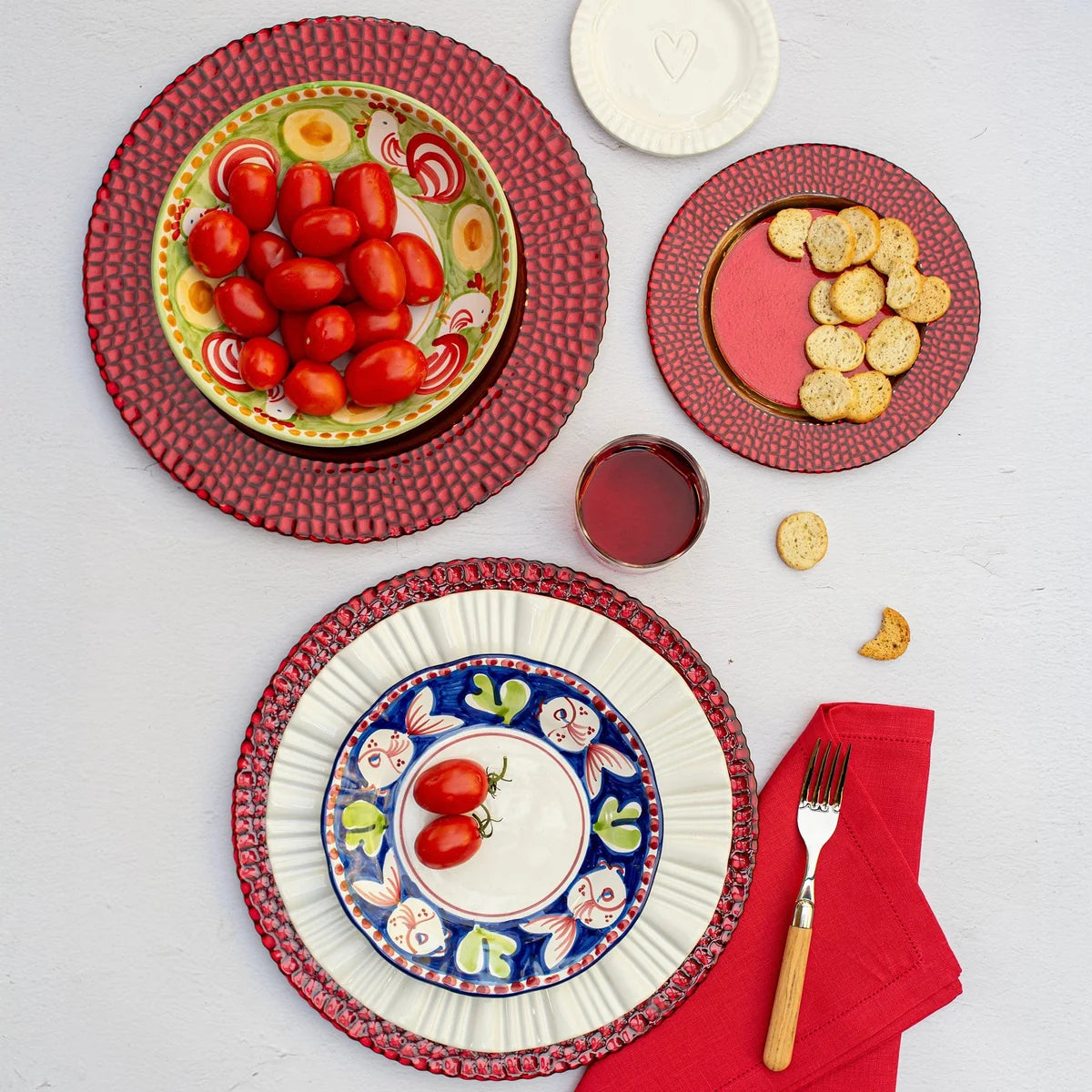Pelli Glass Salad Plate - Red