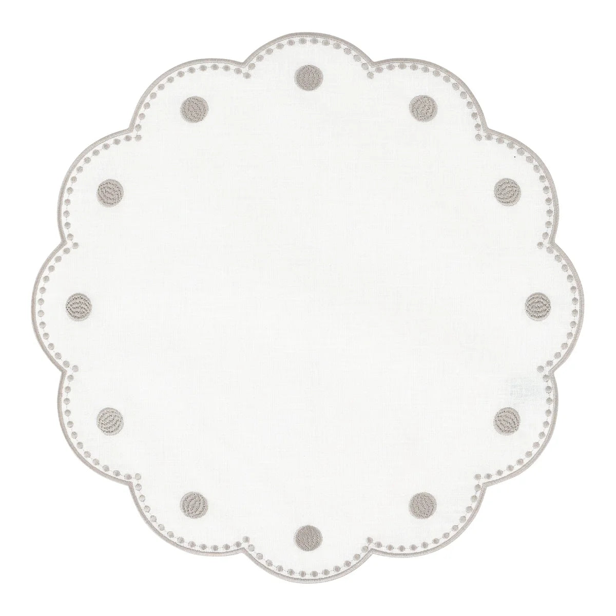 Tessuti White Round Placemats with Natural Dots Set of 4