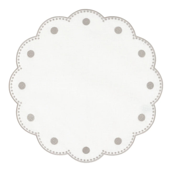 Tessuti White Round Placemats with Natural Dots Set of 4