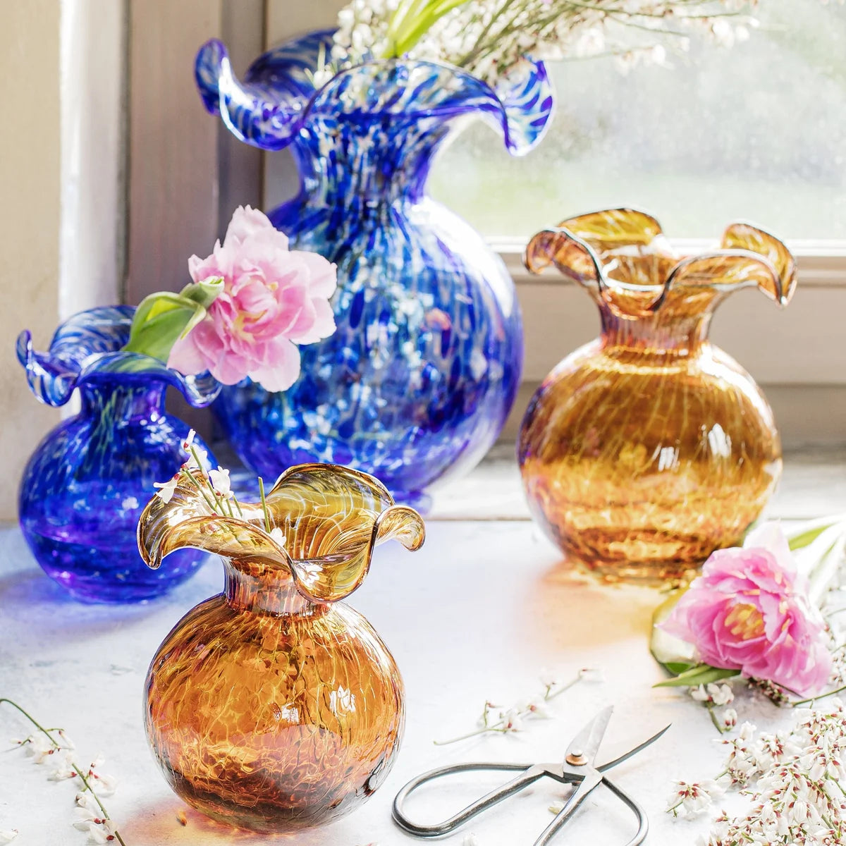 Hibiscus Glass Medium Fluted Vase