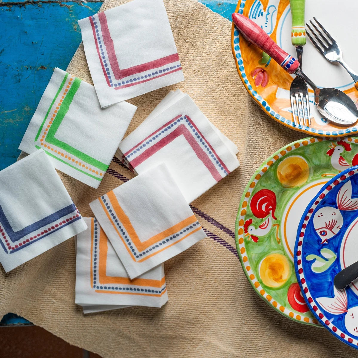 Papersoft Napkins Campagna Blue Cocktail Napkins - Pack of 20