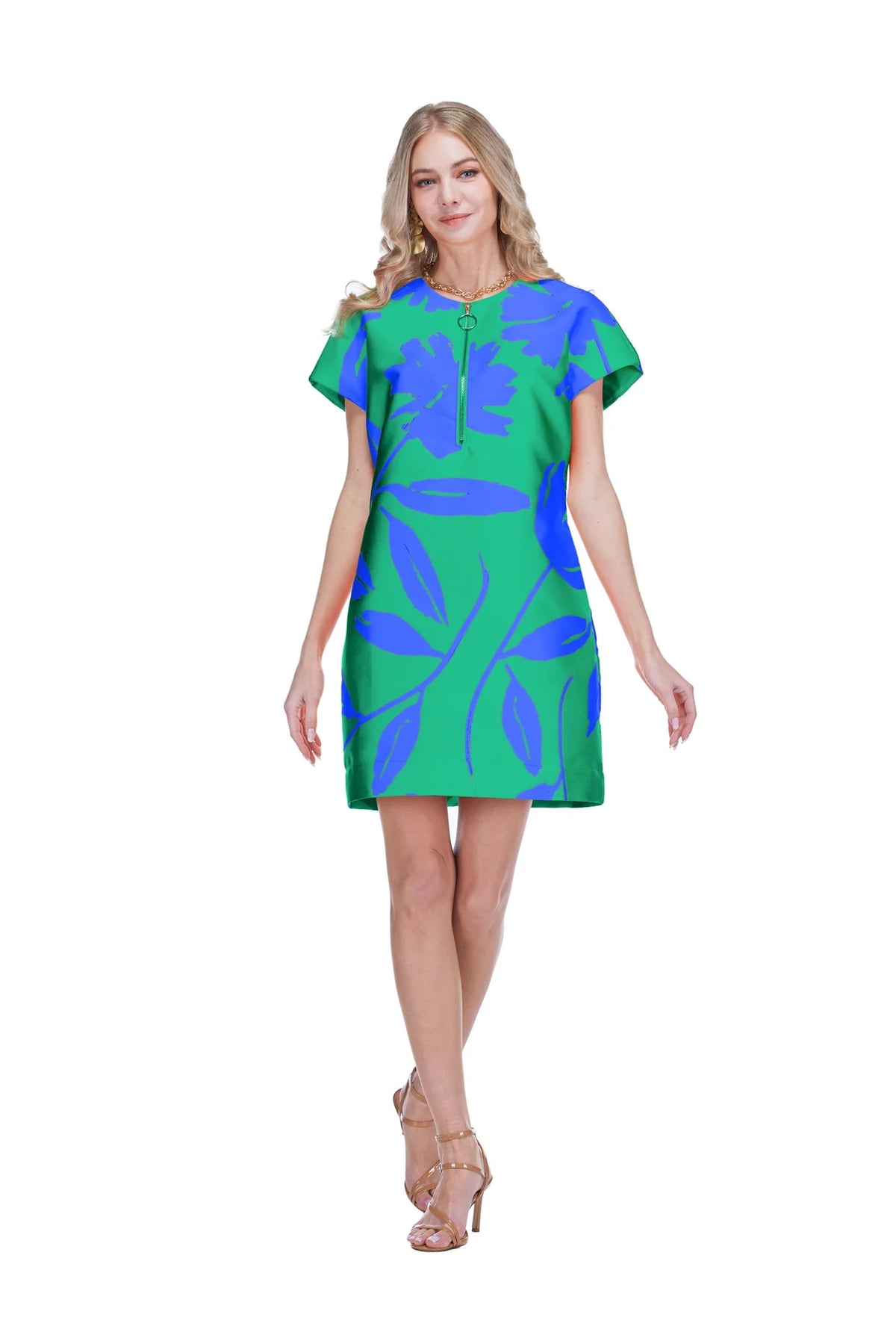 Green Floral Brocade Dress