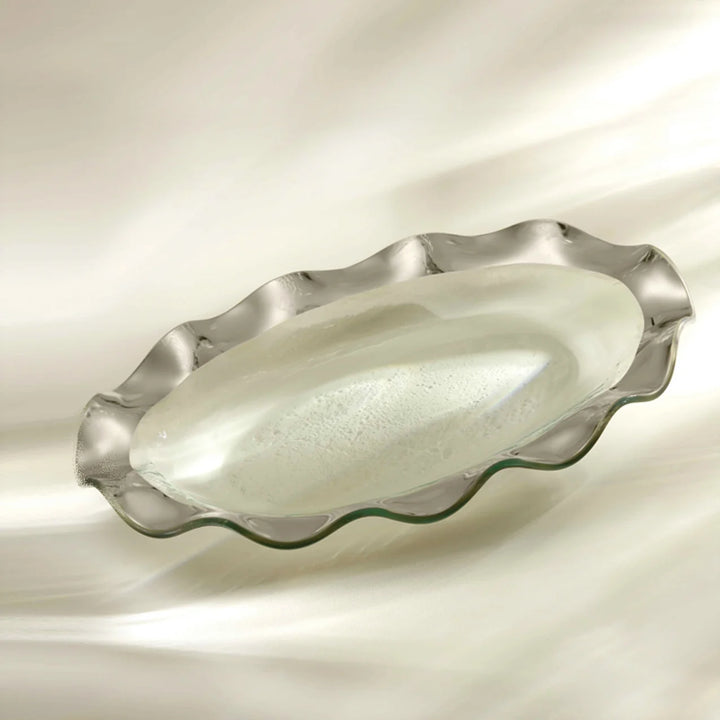 Ruffle Platinum Oval Tray
