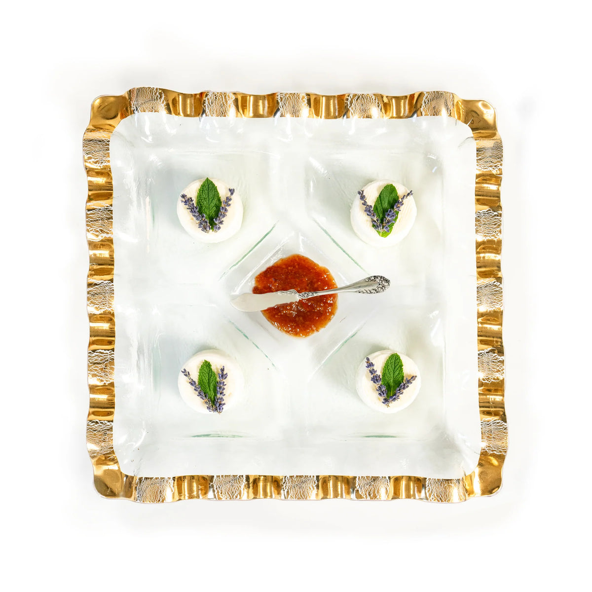 15 1/2 " RUFFLE SQUARE CHIP & DIP