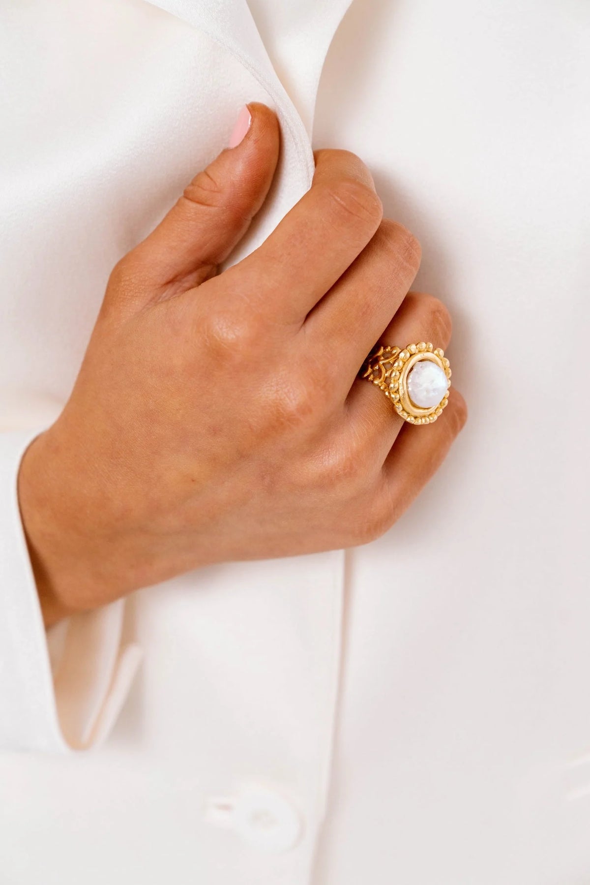 Dotted Pearl Ring