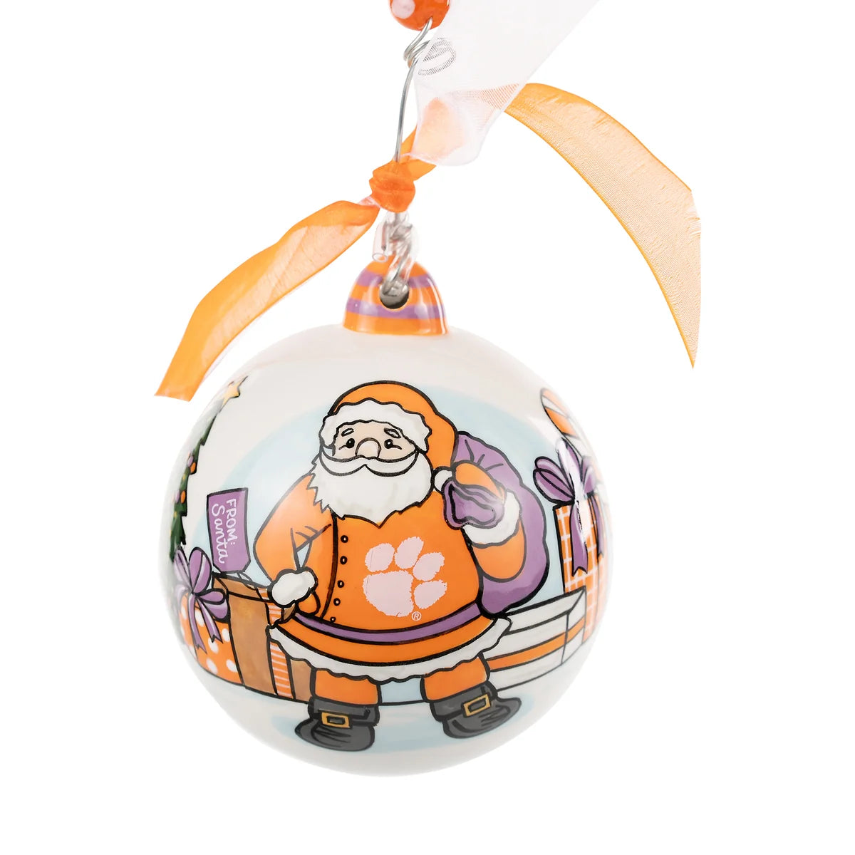 Clemson Santa Ornament