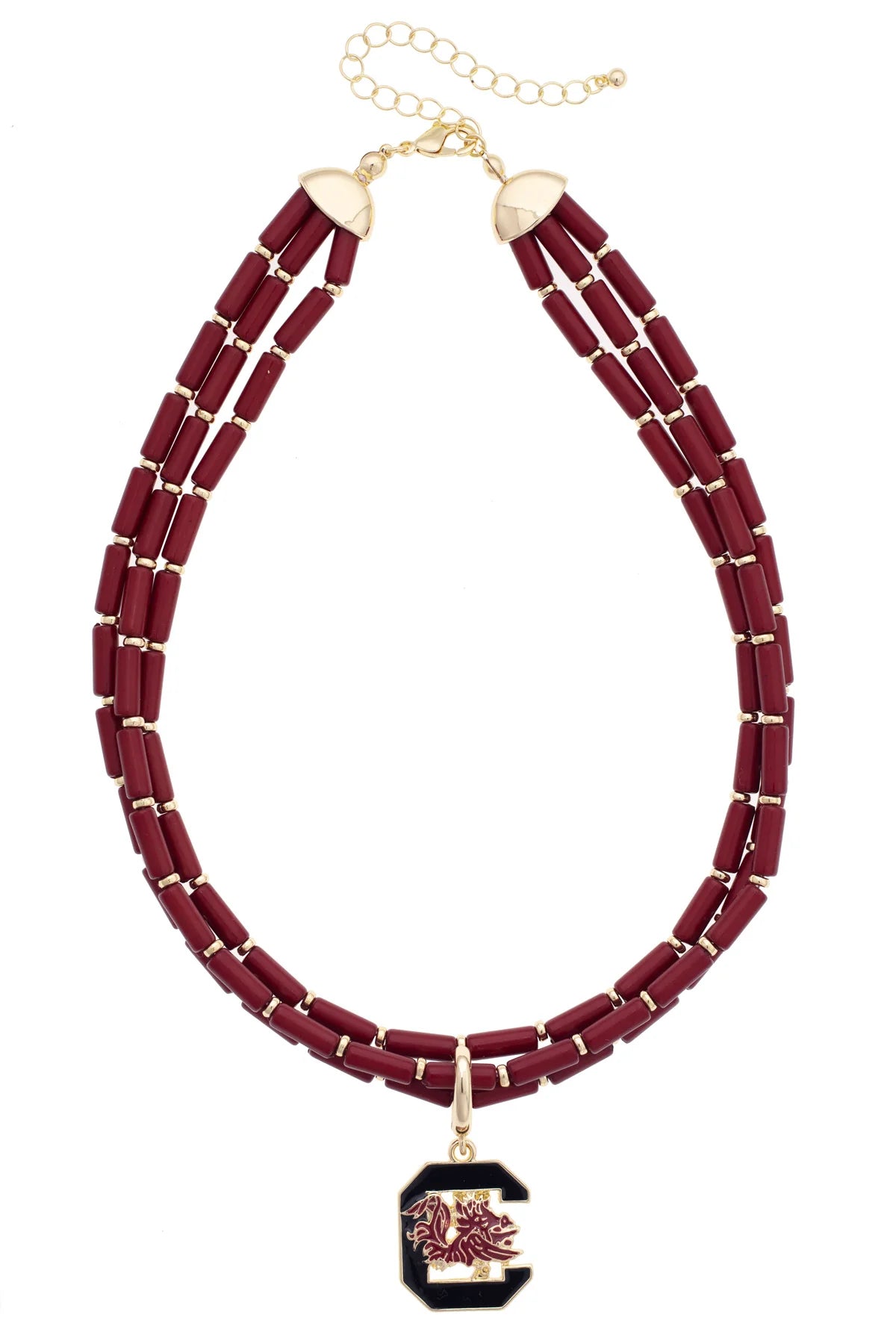 South Carolina Gamecocks Multi-Strand Beaded Logo Necklace