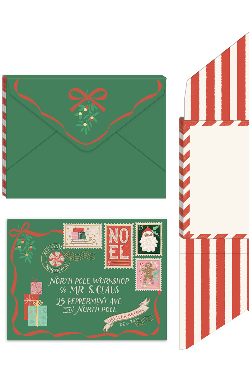 Letters to Santa Green Stationery Set
