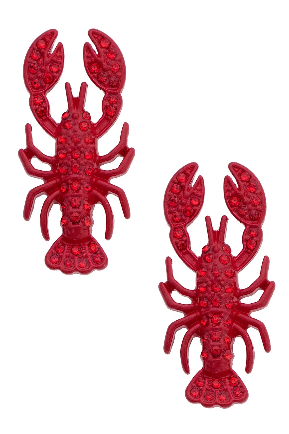 Pave Lobster Earrings in Red