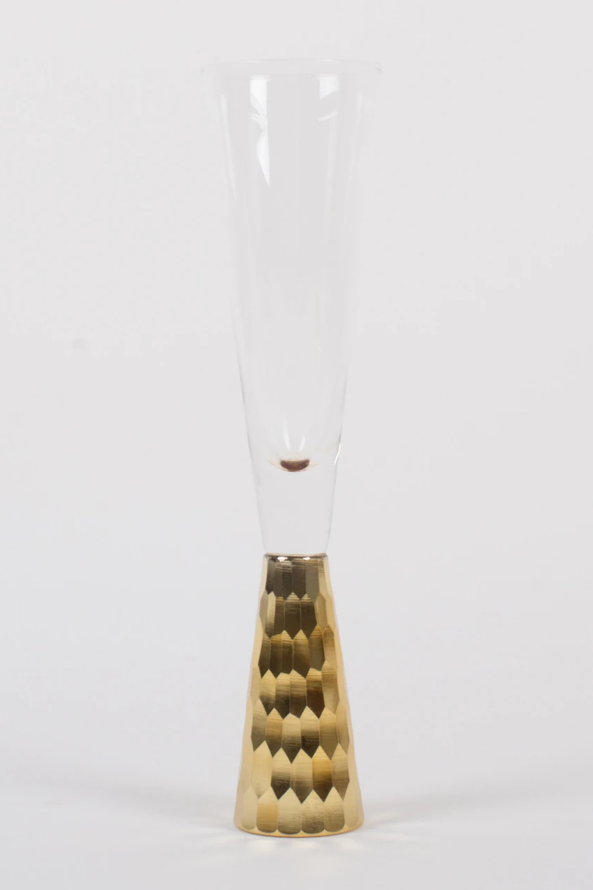Gold Hammered Champagne Glass