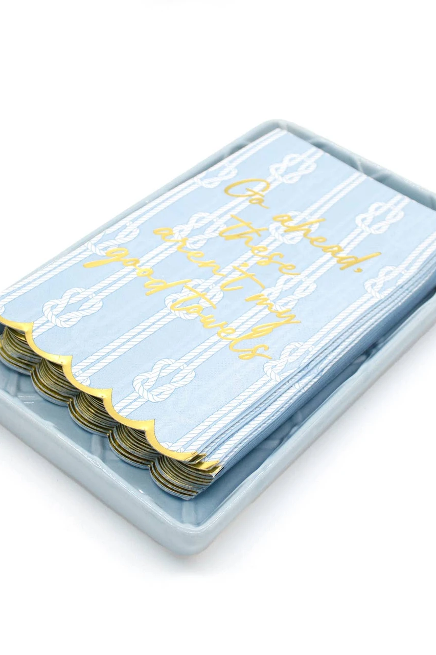 Blue Textured Guest Towel Tray