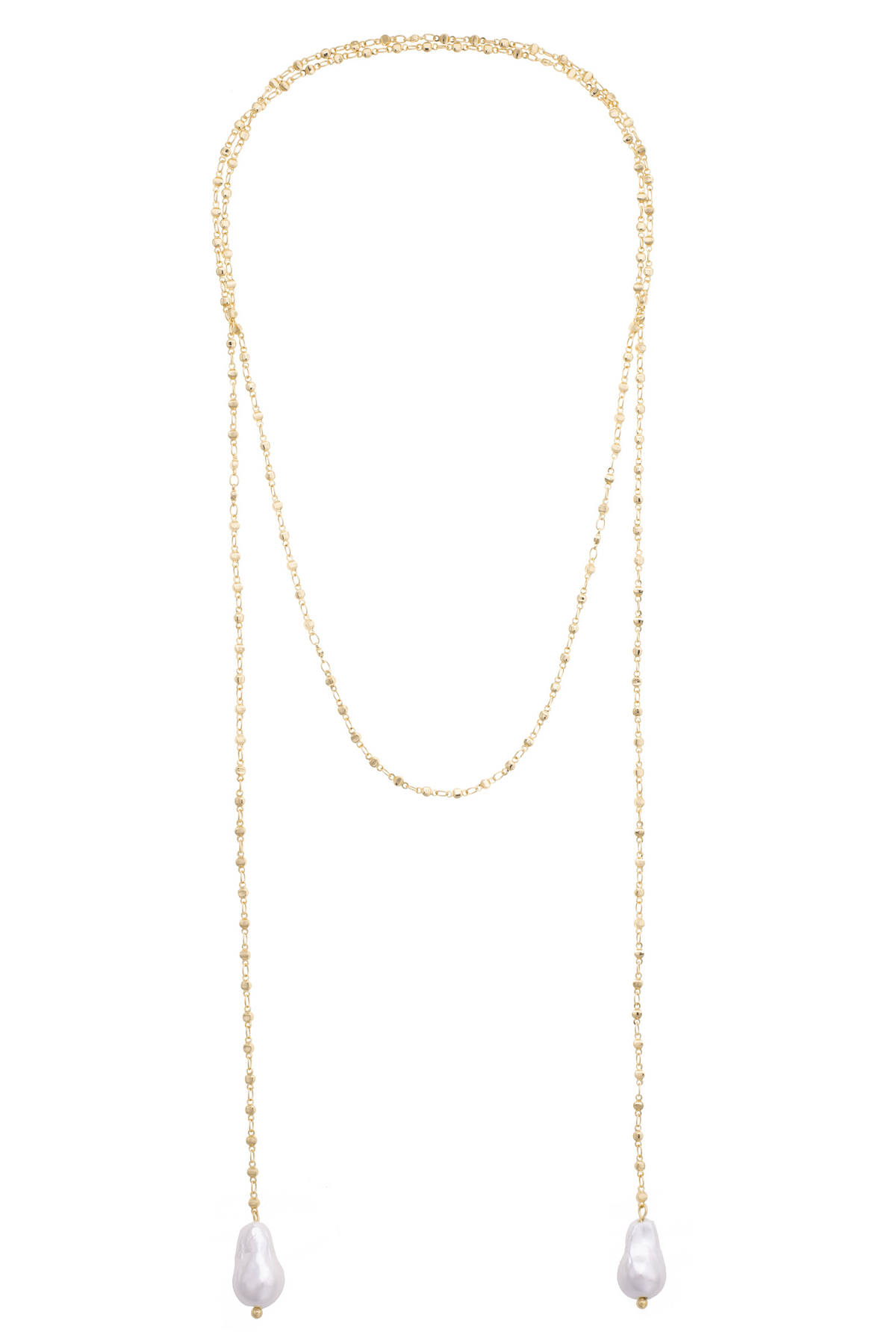 Cordelia Pearl Wrap Necklace in Shiny Gold