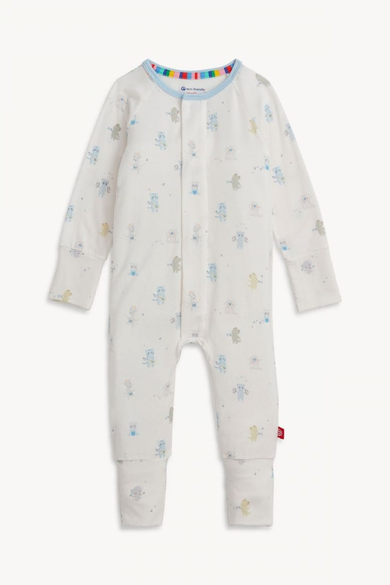 'Baby Beats' Blue Magnetic Footie Pajamas