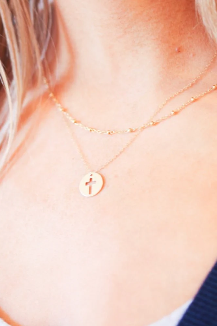 16" Necklace Gold - Blessed Gold Disc