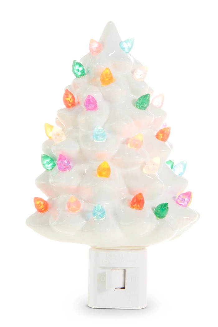 6" Vintage White Tree Night Light
