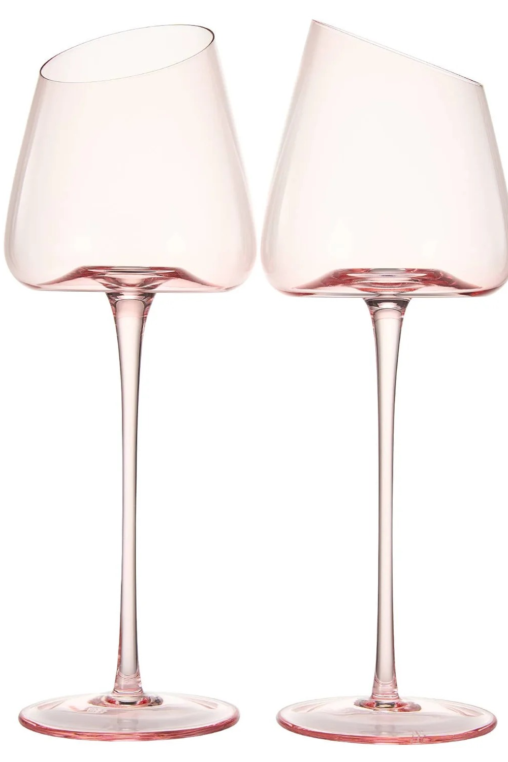 Pink Slanted Wine Glass Set of 2