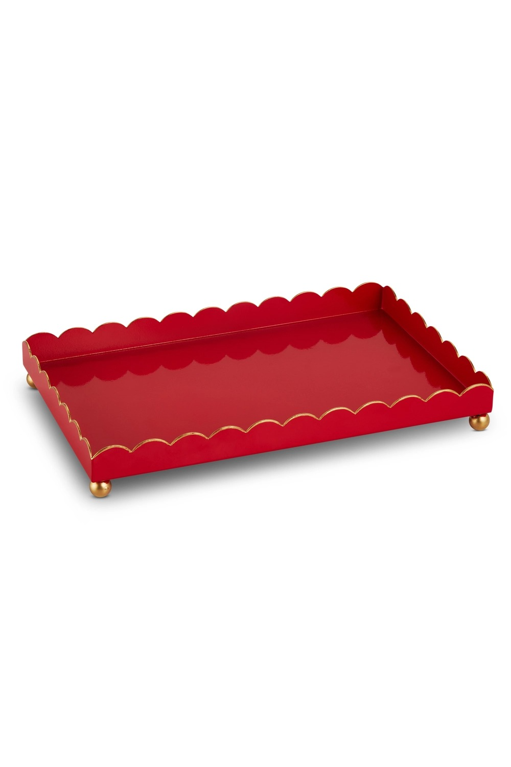 14" Red Scalloped Tray