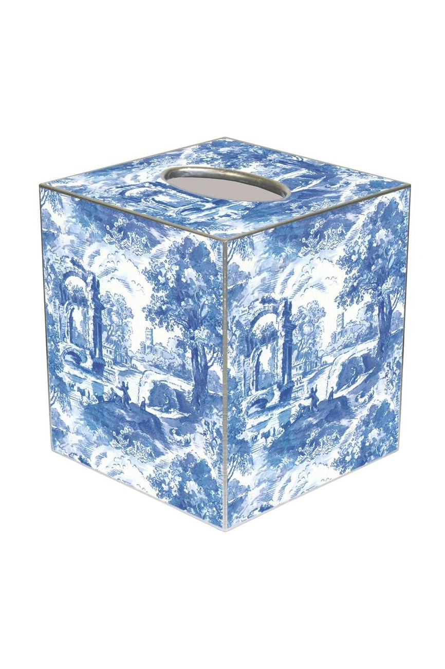 Blue Italian Toile Tissue Box Cover