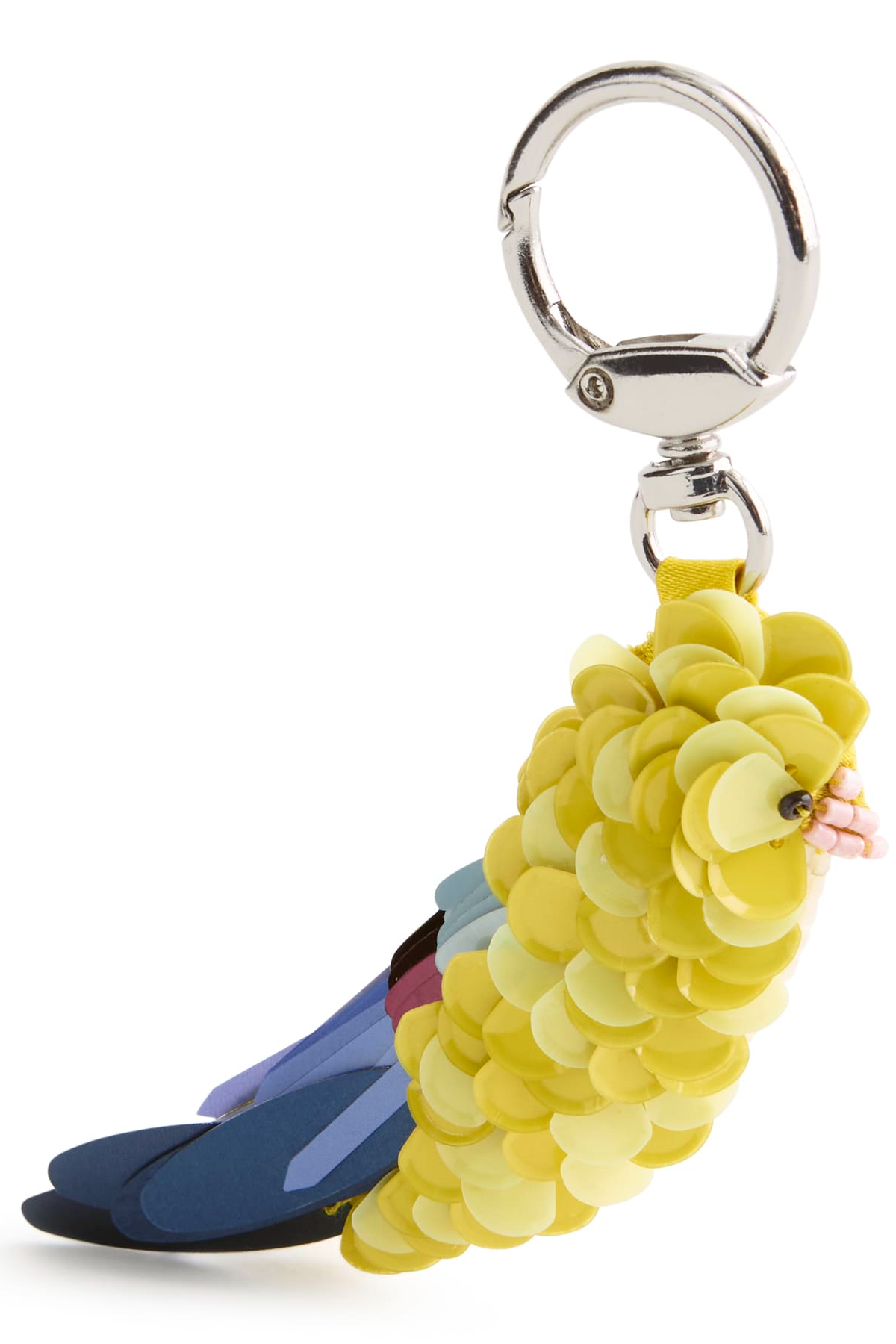 Beaded Bird Bag Charm Prairie Blooms Bluestone