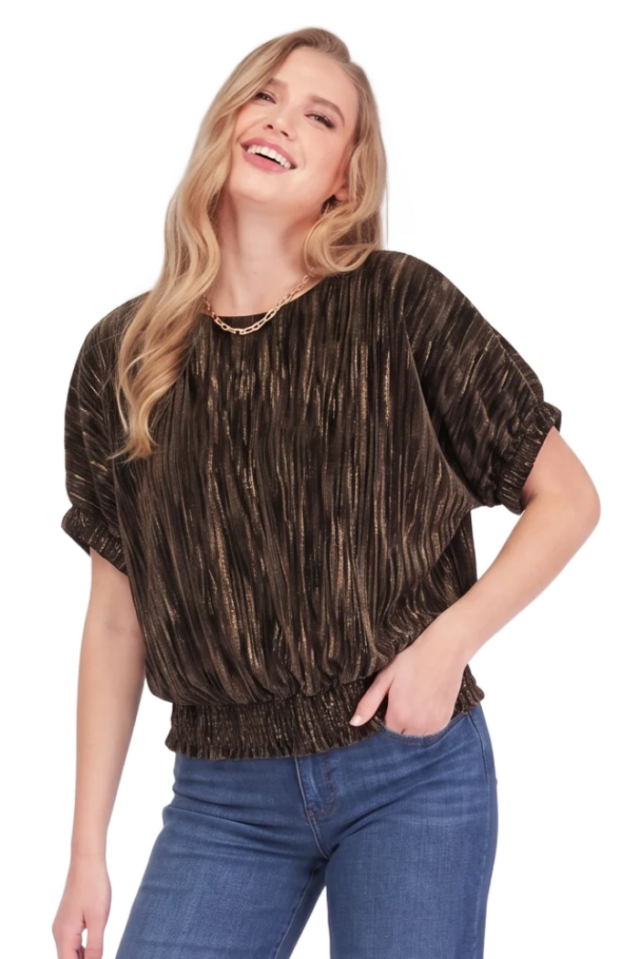 Brown Cinched Sleeve Top