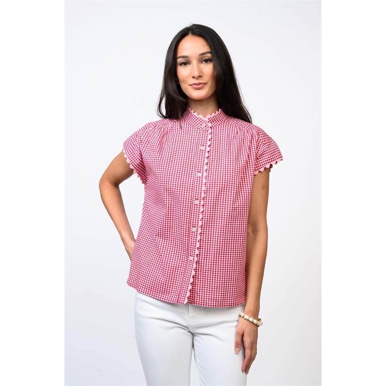 Check Cap Sleeve Top