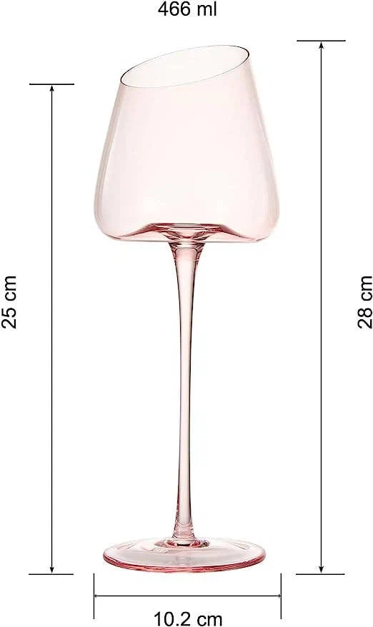 Pink Slanted Wine Glass Set of 2