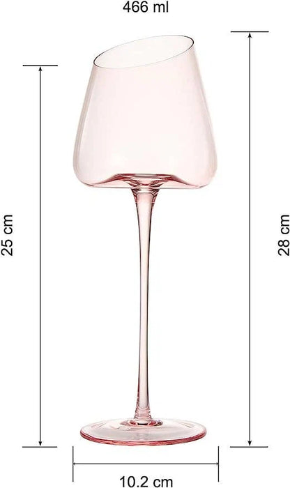 Pink Slanted Wine Glass Set of 2
