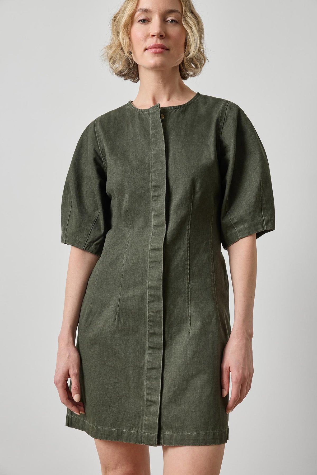 Washed Twill Long Sleeve Shirt Dress