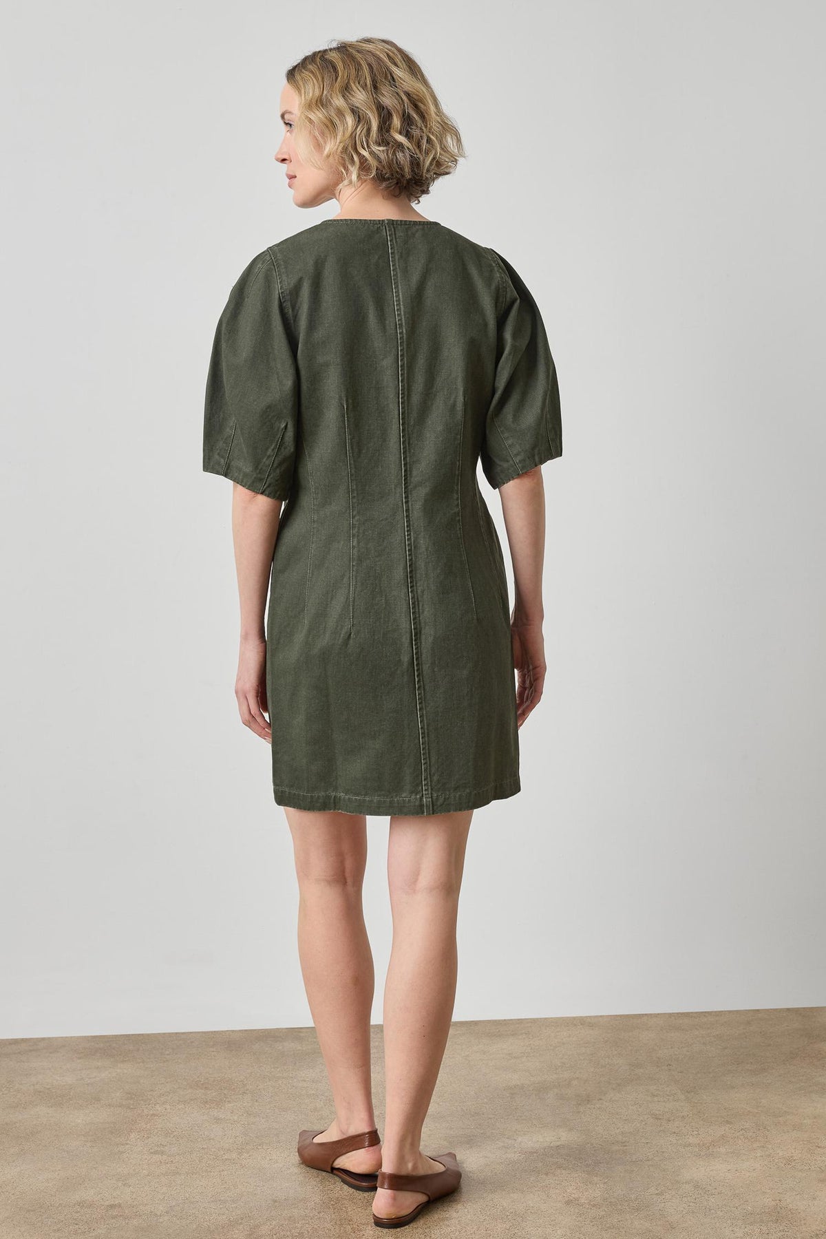 Washed Twill Long Sleeve Shirt Dress