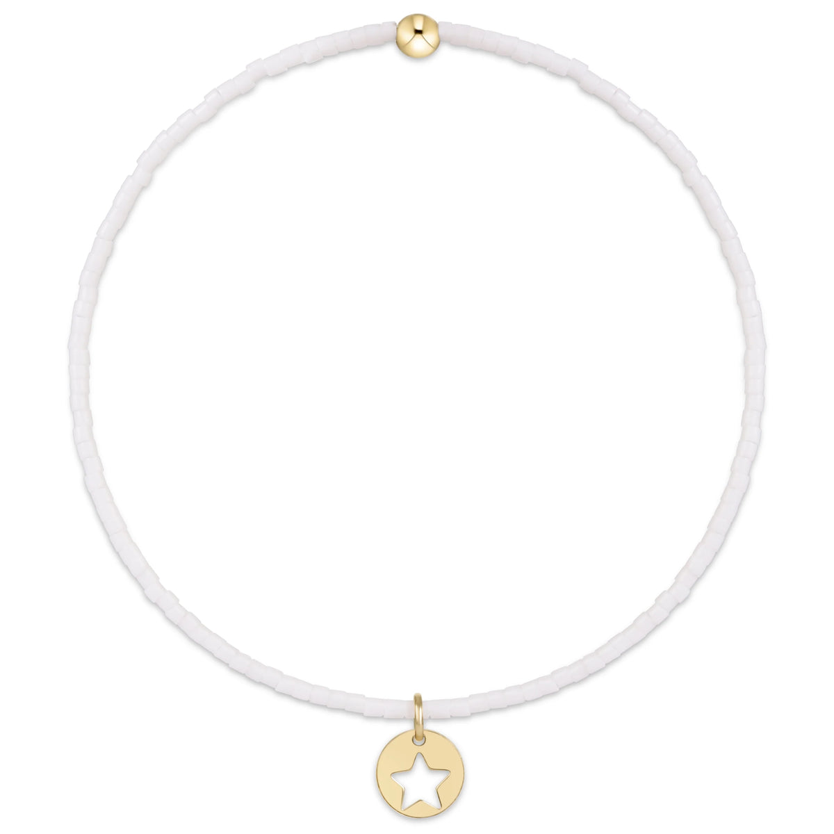 Hope Classic Bracelet - White with Small Gold Star Disc