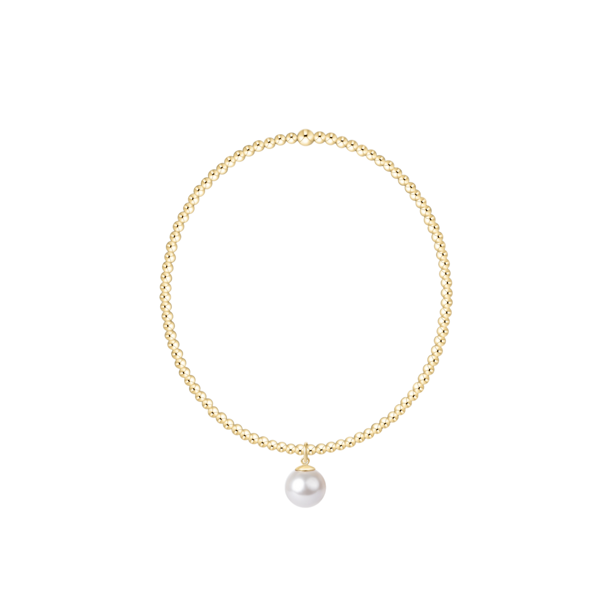 Classic Gold 2mm Necklace - Classic Pearl 8mm Charm