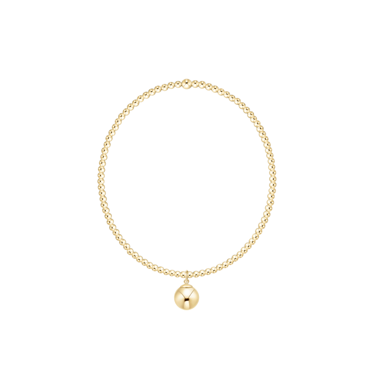 Classic Gold 2mm Bracelet with Classic Gold 8mm Charm