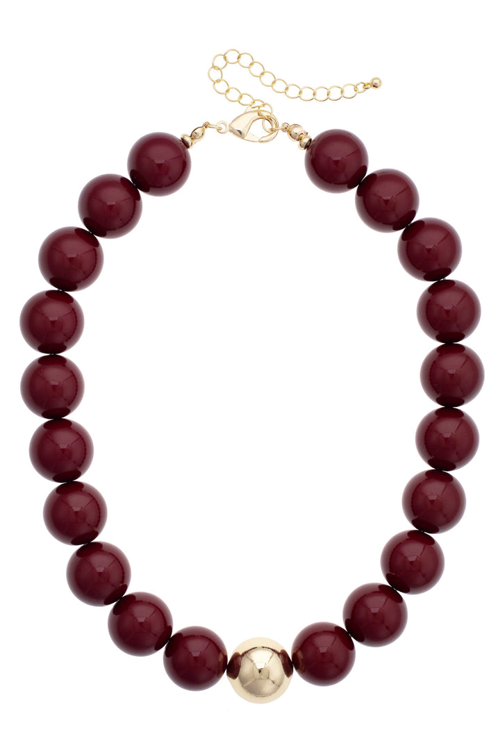 Marjorie Beaded Necklace - Maroon