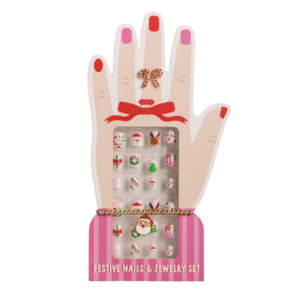 Christmas Nails & Jewelry Set - Red