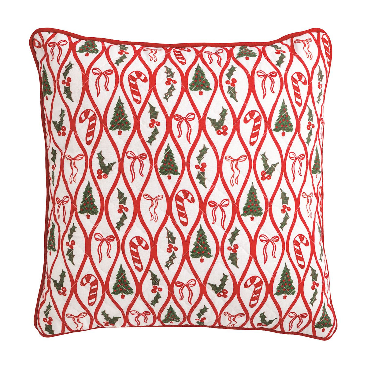 Lattice Block Print Quilted Pillow