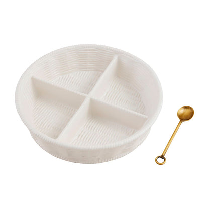 Woven Ceramic Divided Tidbit Tray