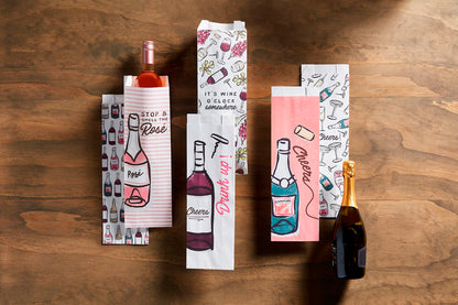 Champagne Paper Wine Bag Set