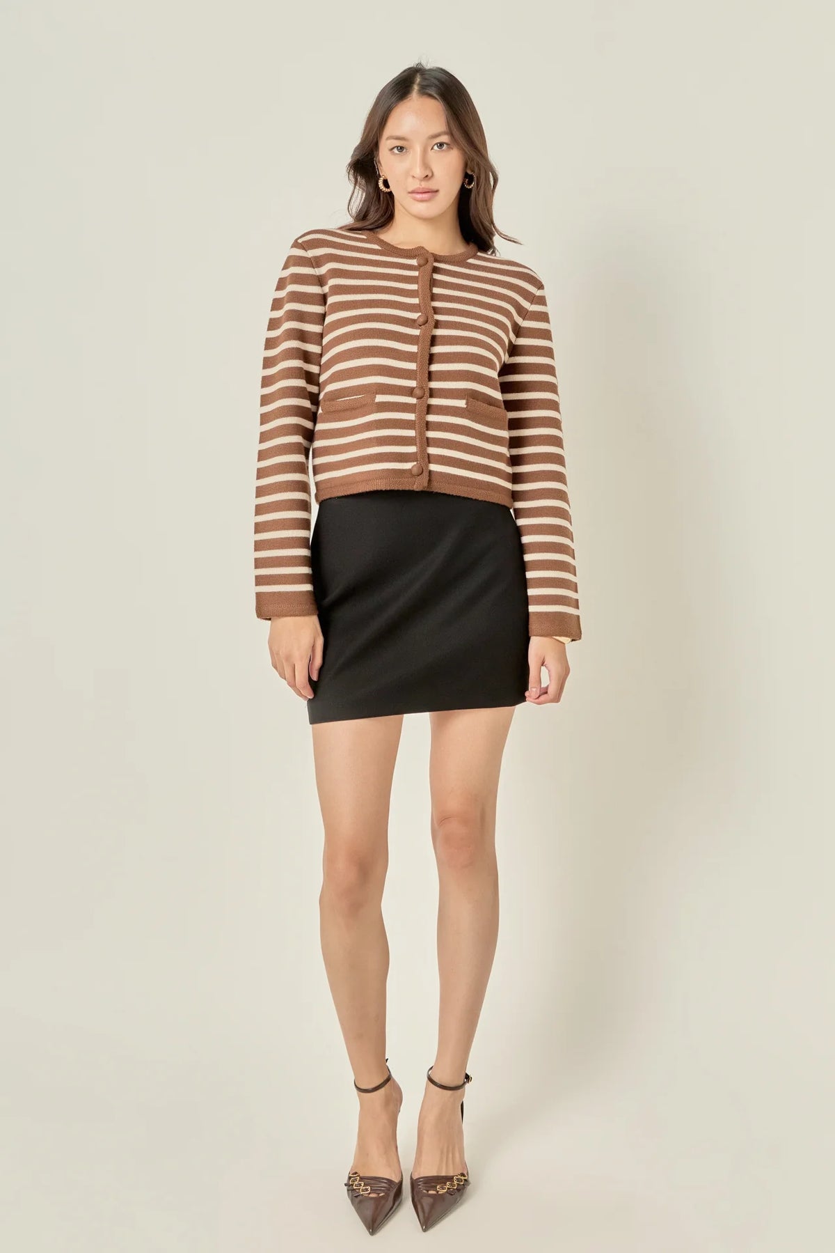 Chocolate Cream Striped Cardigan