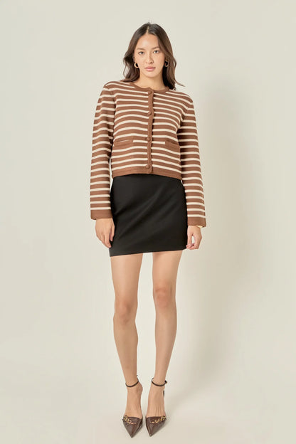 Chocolate Cream Striped Cardigan